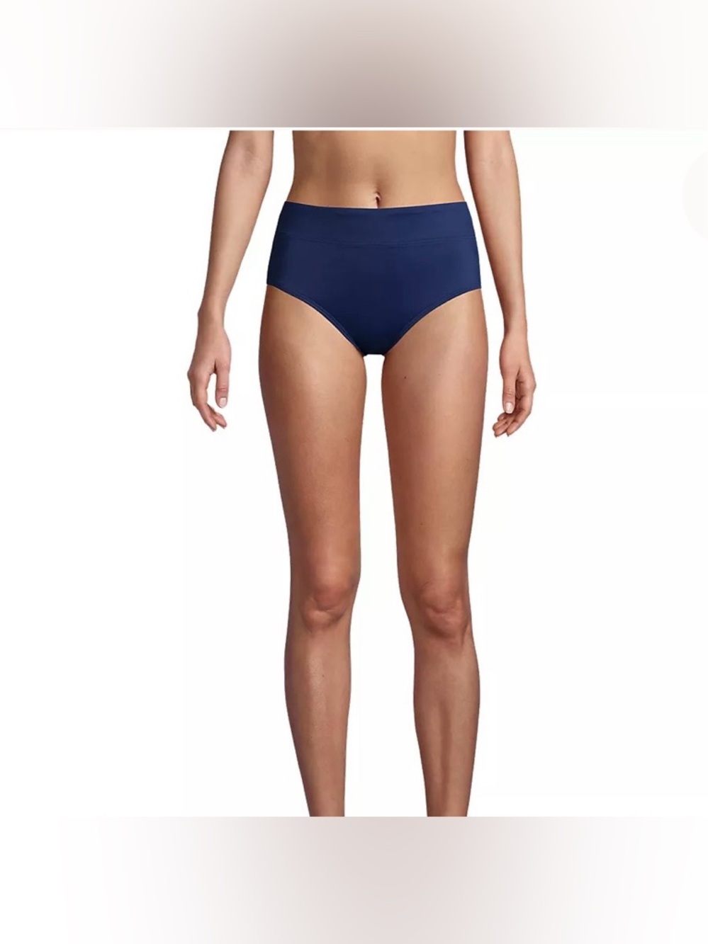 LANDS END Womens Navy Blue High Waisted Bikini Swim Bottoms Size 14